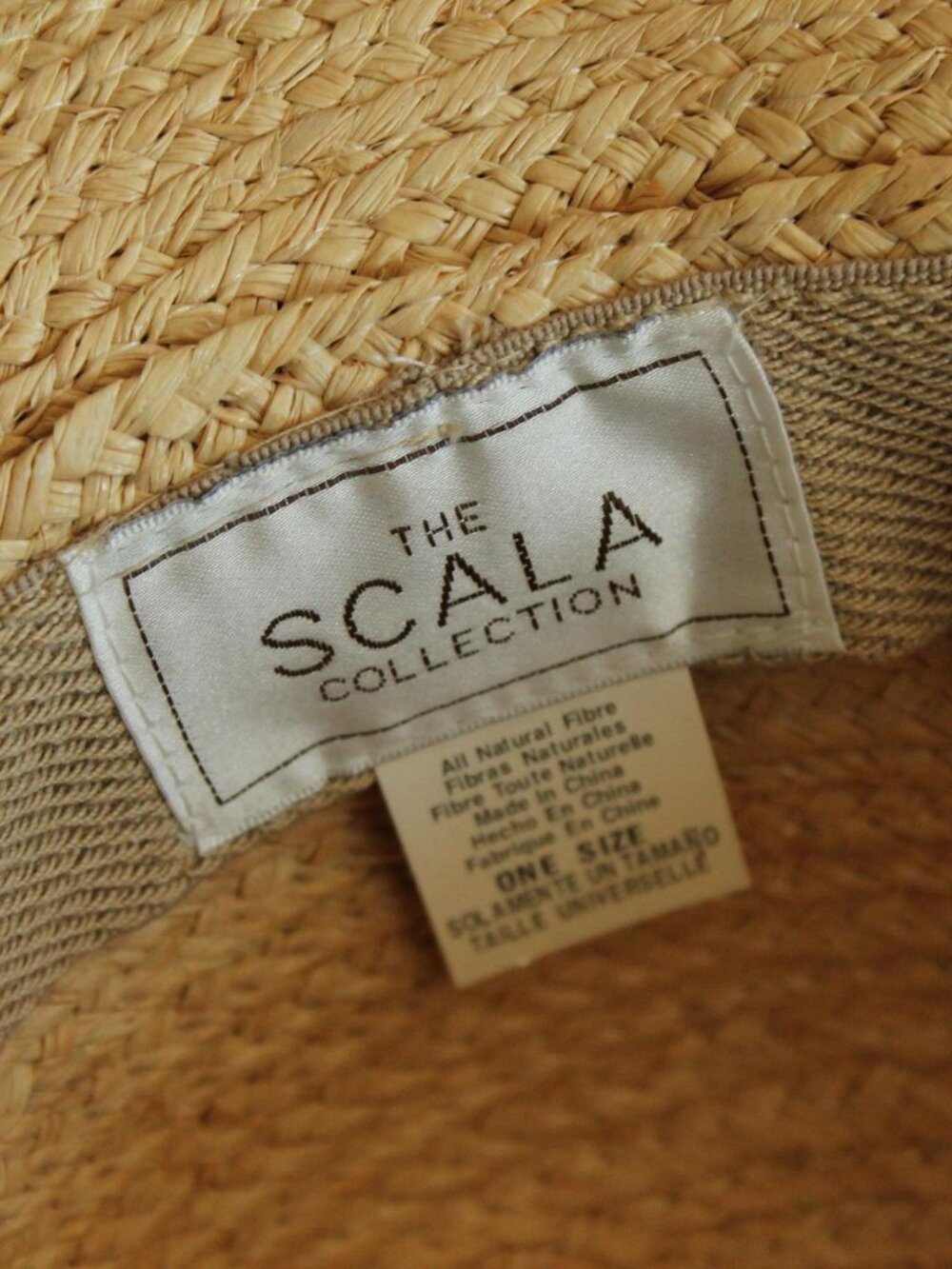 Vintage 1990s 2000s Hat, Scala Straw Wide Brimmed Sunhat with Black Ribbon, Mill - Picture 9 of 14
